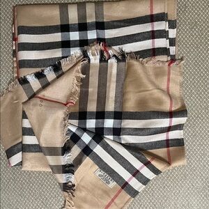 Burberry Beige and Black Check Scarf